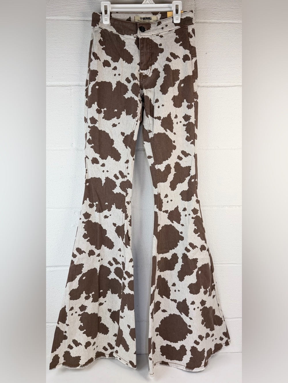 Rock & Roll Denim Cow Print Bargain Button Bell Flare Jeans NWT